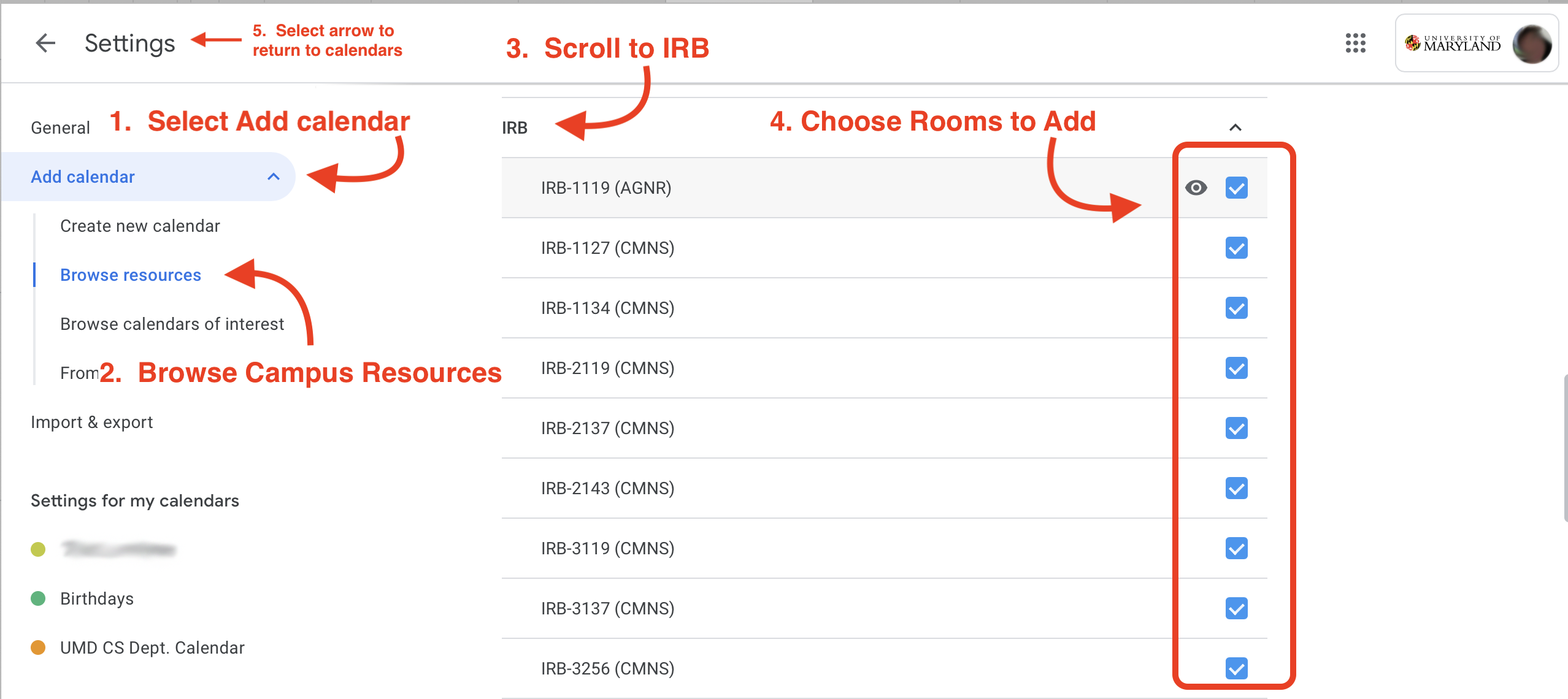 image of Google Calendar view