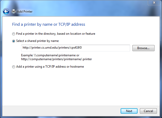 Printer URL