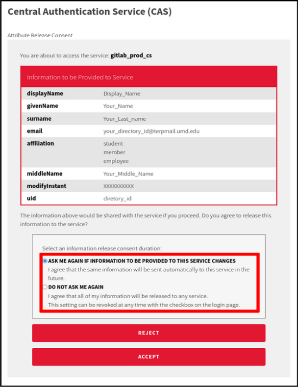 Image of GitLab release consent screen