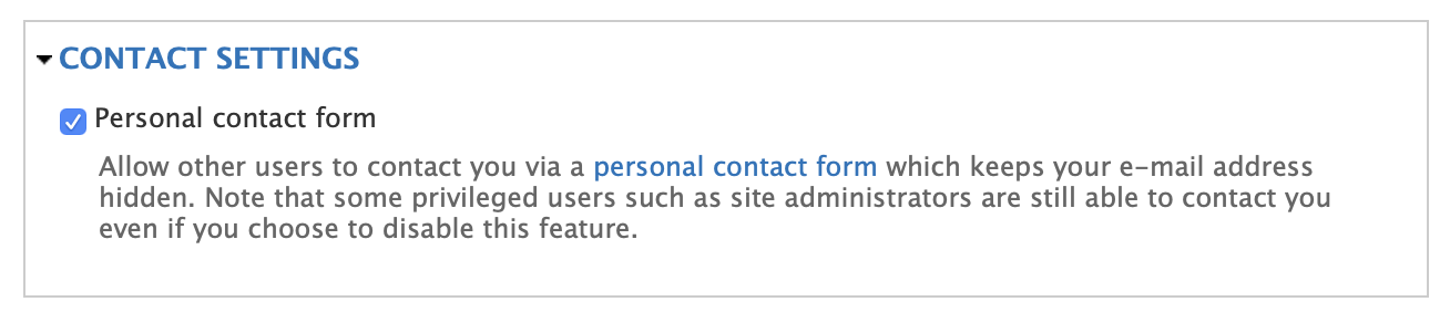 Image of personal contact form setting